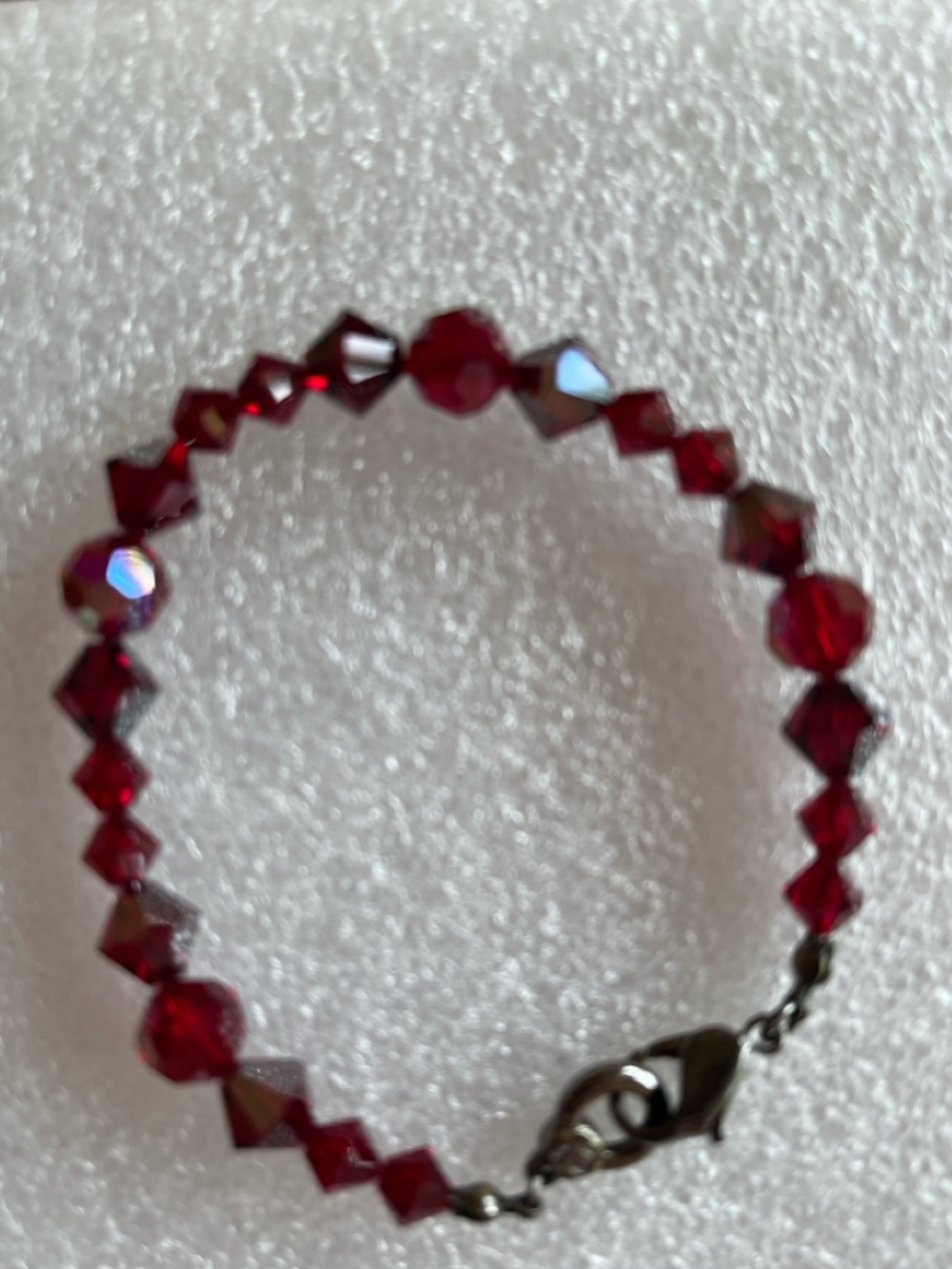 Swarovski Red Crystal Beaded Bracelet - Faceted Sparkle